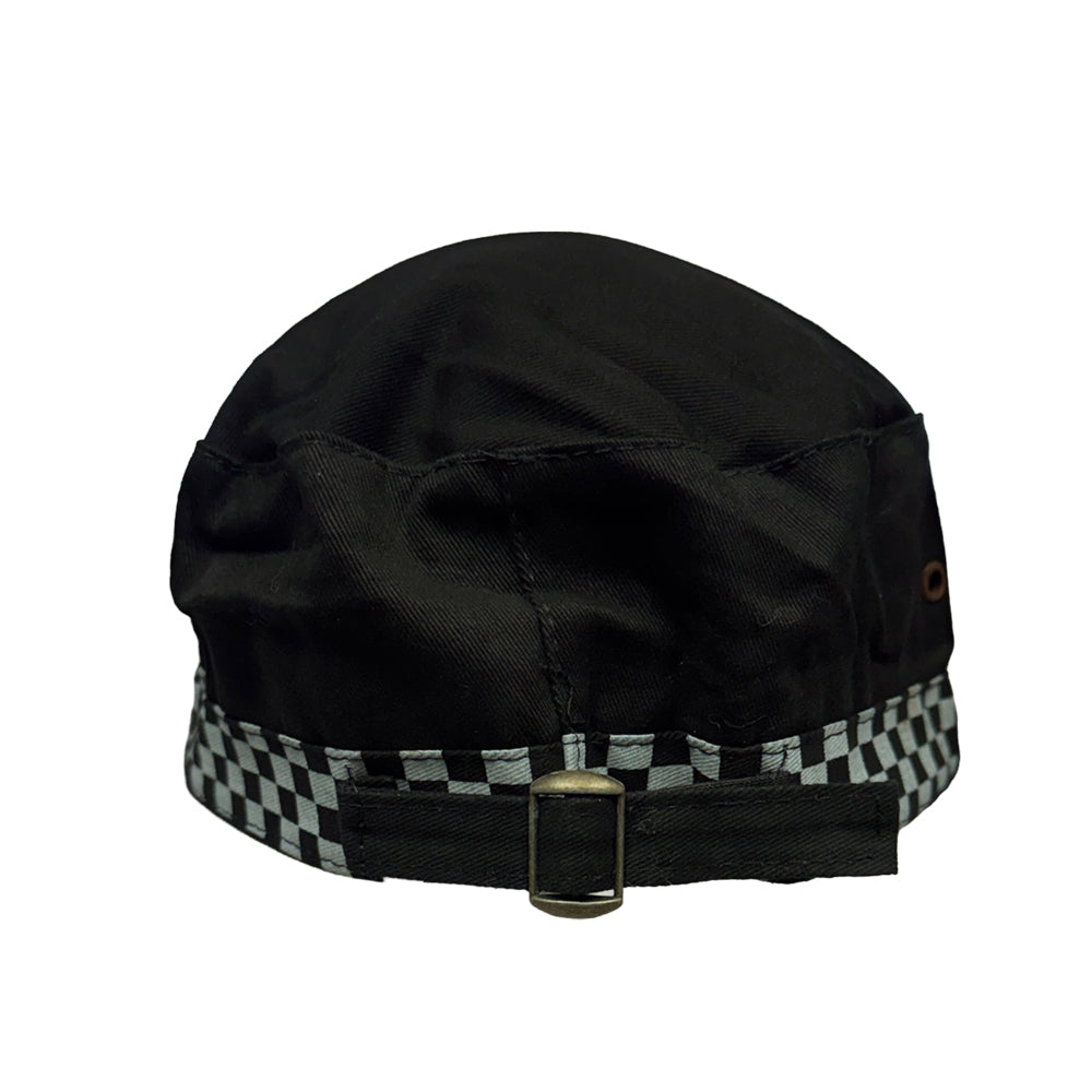 Black Charlie Cap with Chequered Pattern - Clearance Line