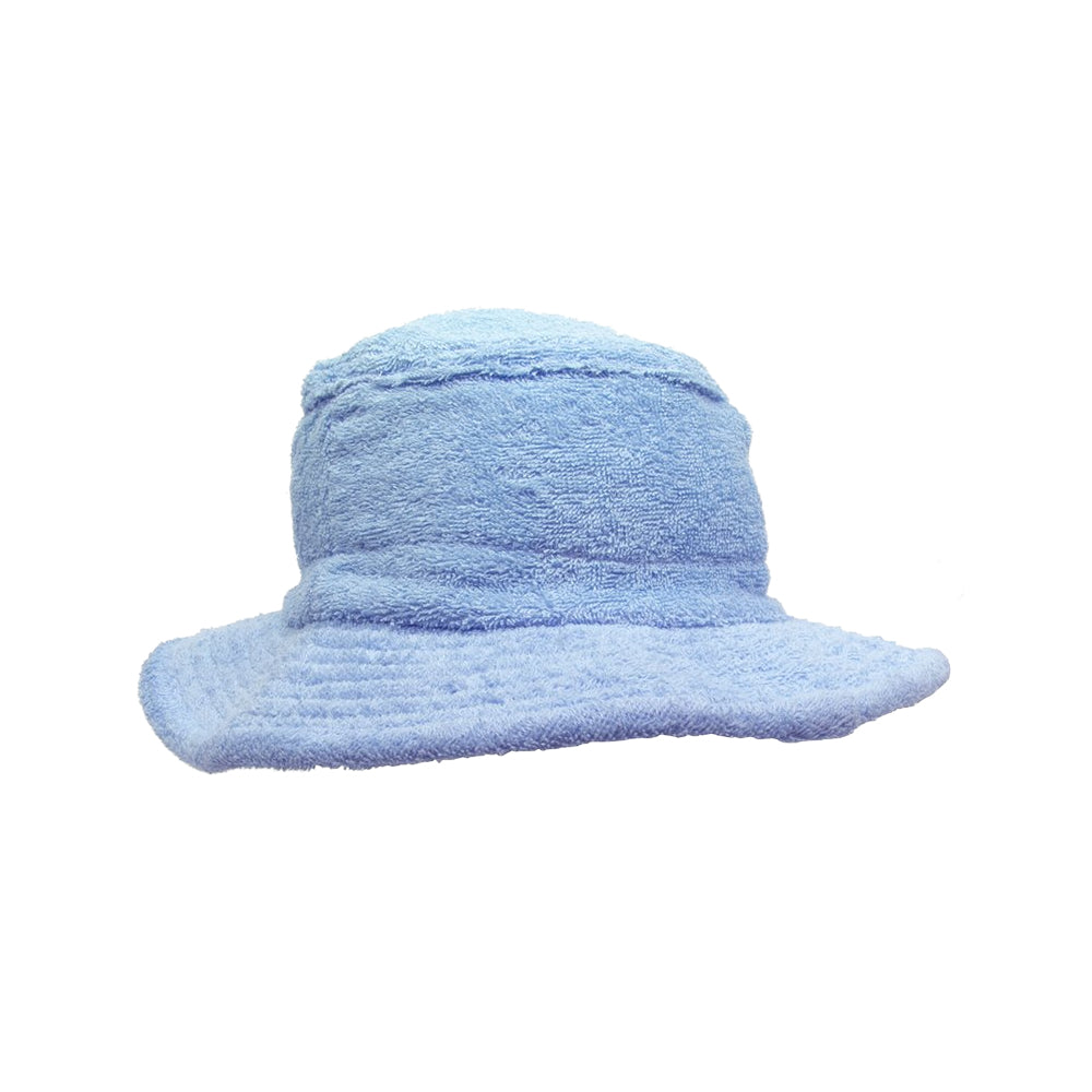 Terry Towelling Wide Brim Hat Sky Blue