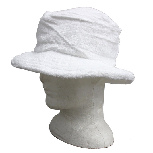 Terry Towelling Wide Brim Hat White