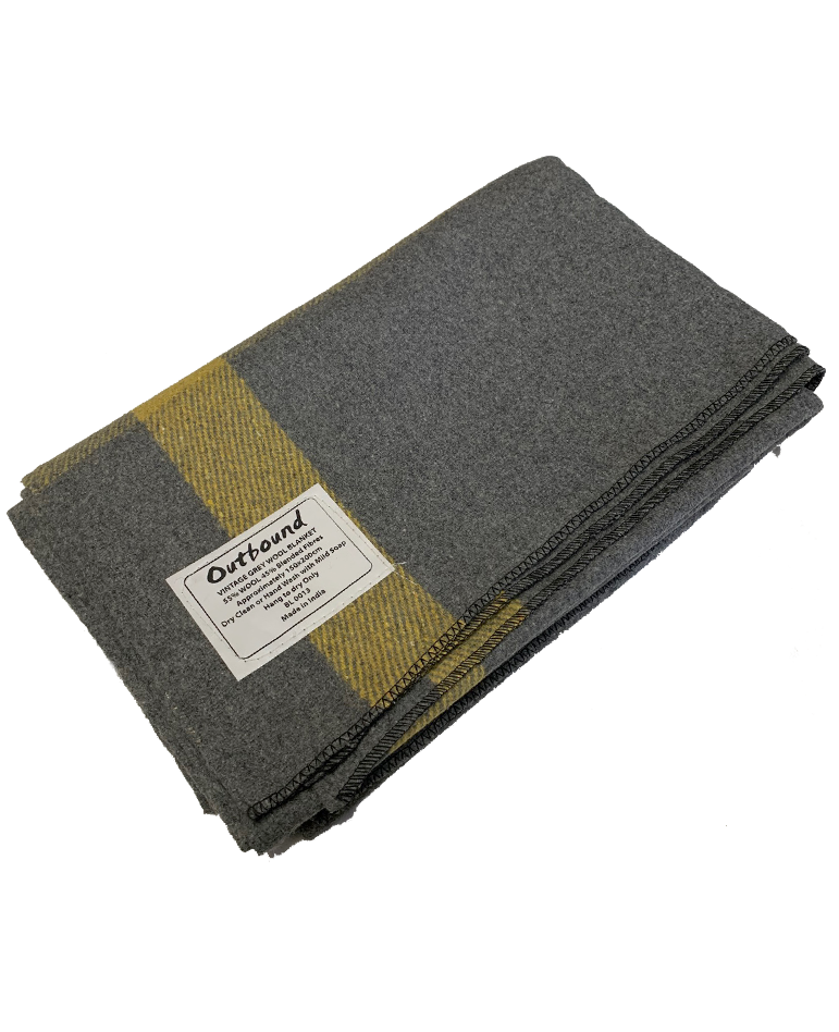 Grey Wool and Blended Fibre Blanket