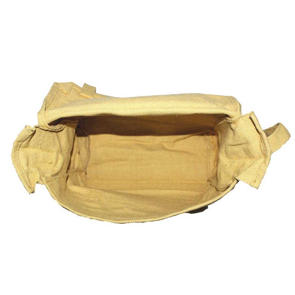 Cotton Canvas Webbing Shoulder Bag Khaki WH1