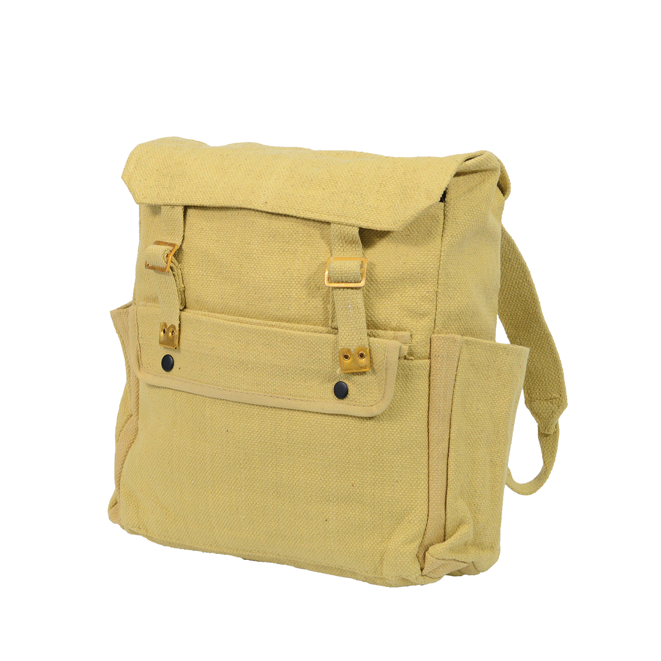 Cotton Canvas Medium Webbing Backpack Khaki