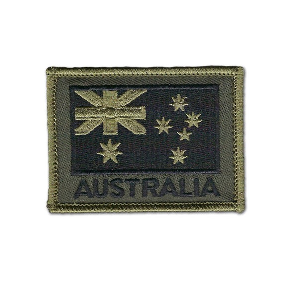 Australian Flag Black on Olive Patch