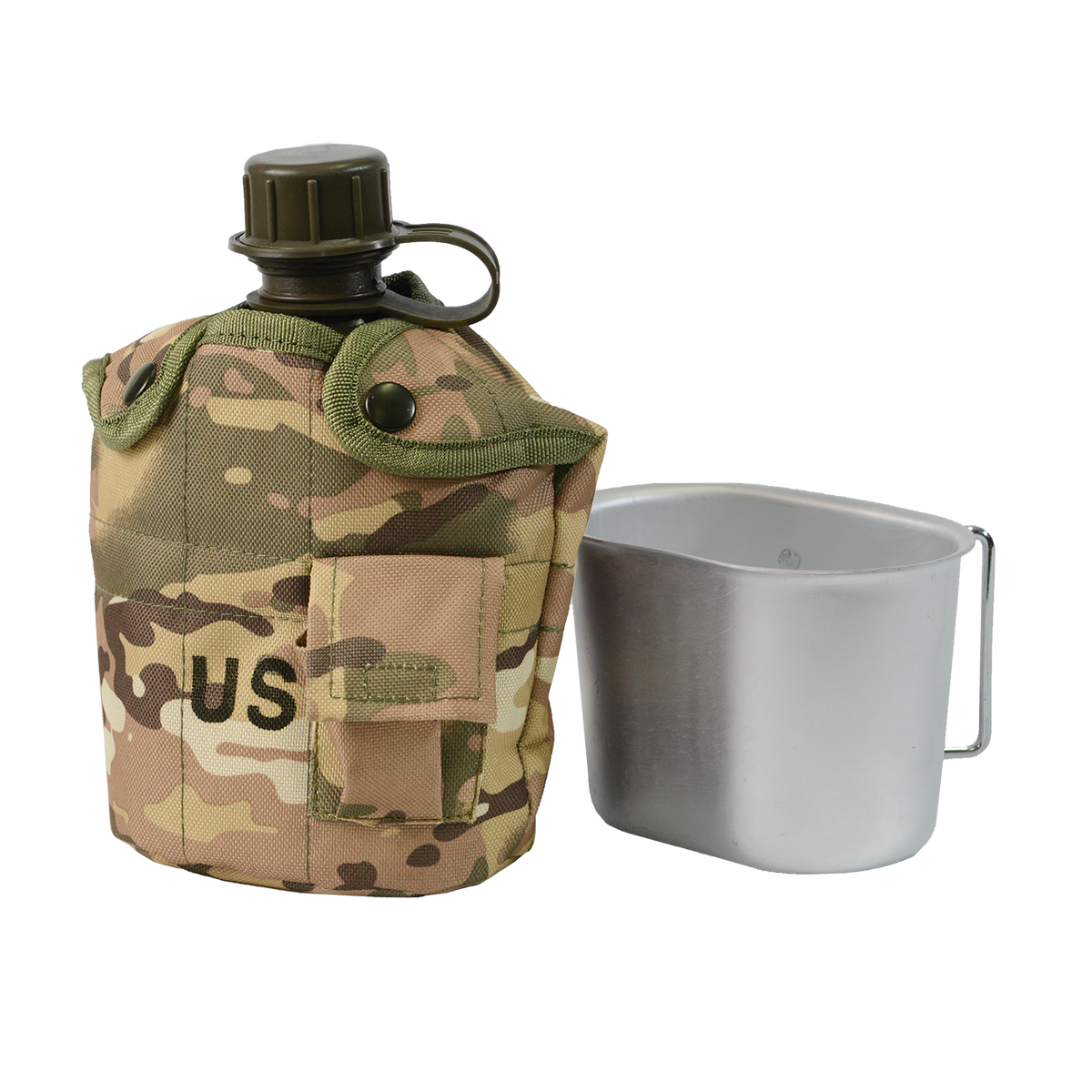 Metal Canteen 1 QT GI Alice Water Bottle Canteen – Woodland Camo, 32 Oz, BPA-Free For Camping & Hiking Usgi Canteen - Foto 9