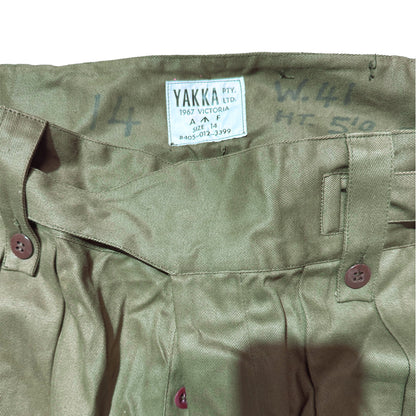 Original Australian Army Jungle Green Vietnam Era Cross Over Trousers - Size 14 - 102cm