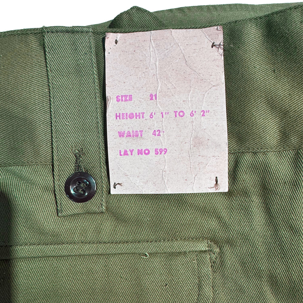 Original Australian Army Jungle Green Vietnam Era Cross Over Trousers - unissued