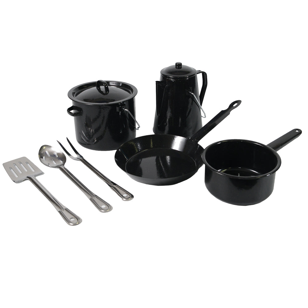 8 Piece Enamel Camping Cookware Set