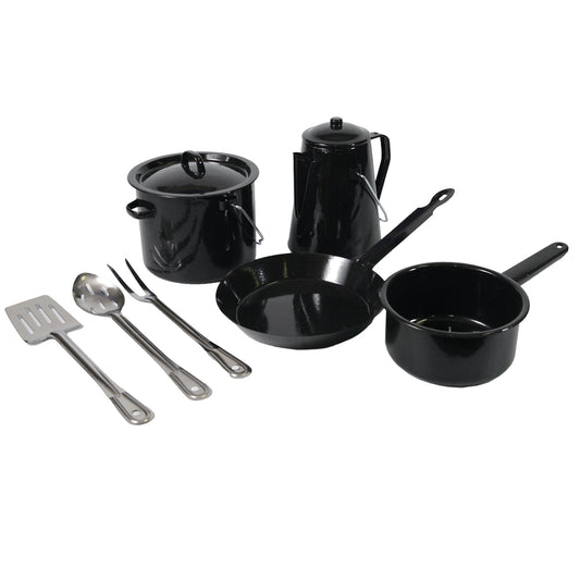 8 Piece Enamel Camping Cookware Set
