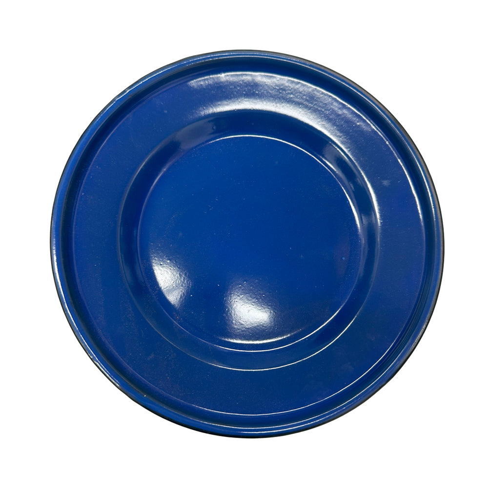 22cm Flat Enamel Plate Blue