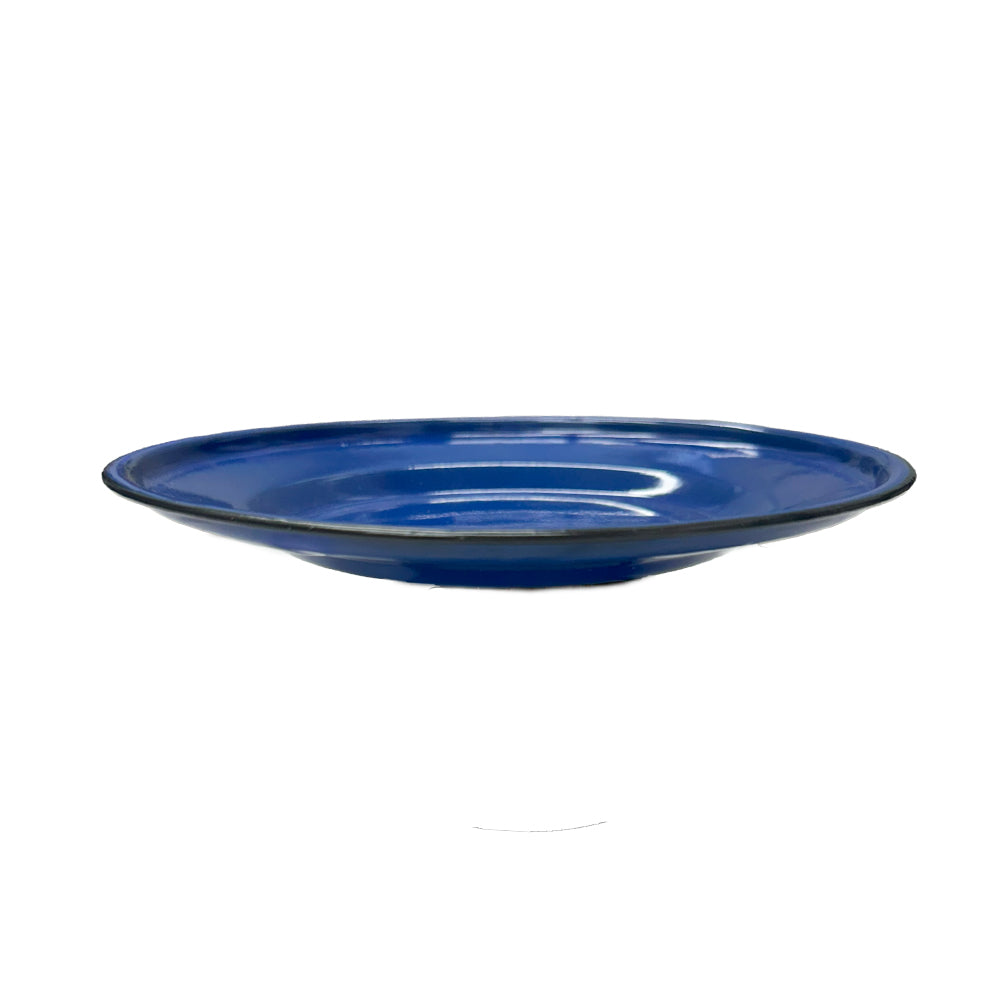 22cm Flat Enamel Plate Blue
