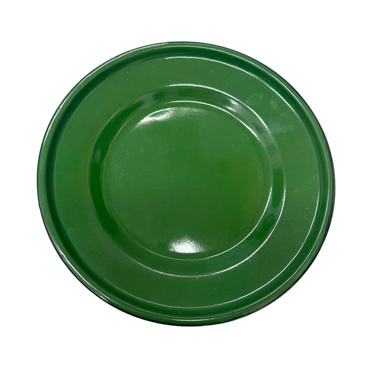 22cm Flat Enamel Plate Green