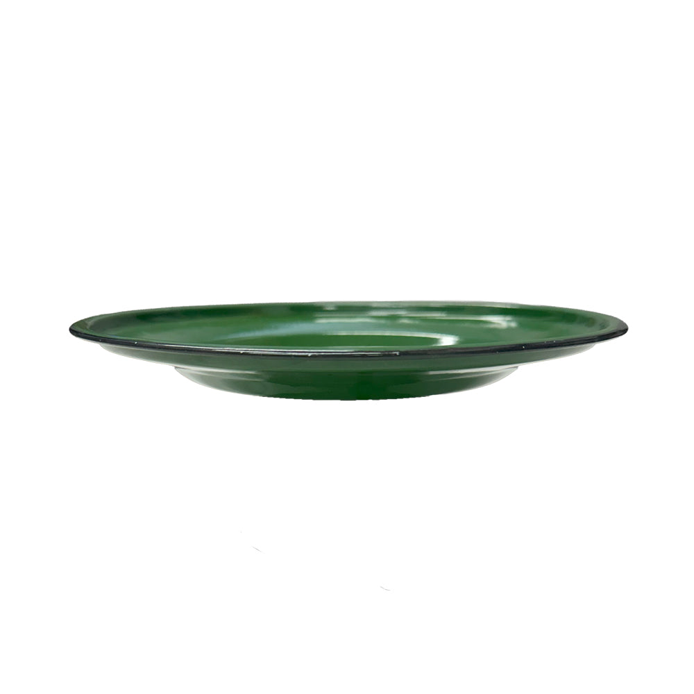 22cm Flat Enamel Plate Green