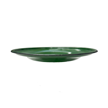 22cm Flat Enamel Plate Green