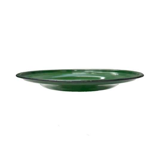 22cm Flat Enamel Plate Green