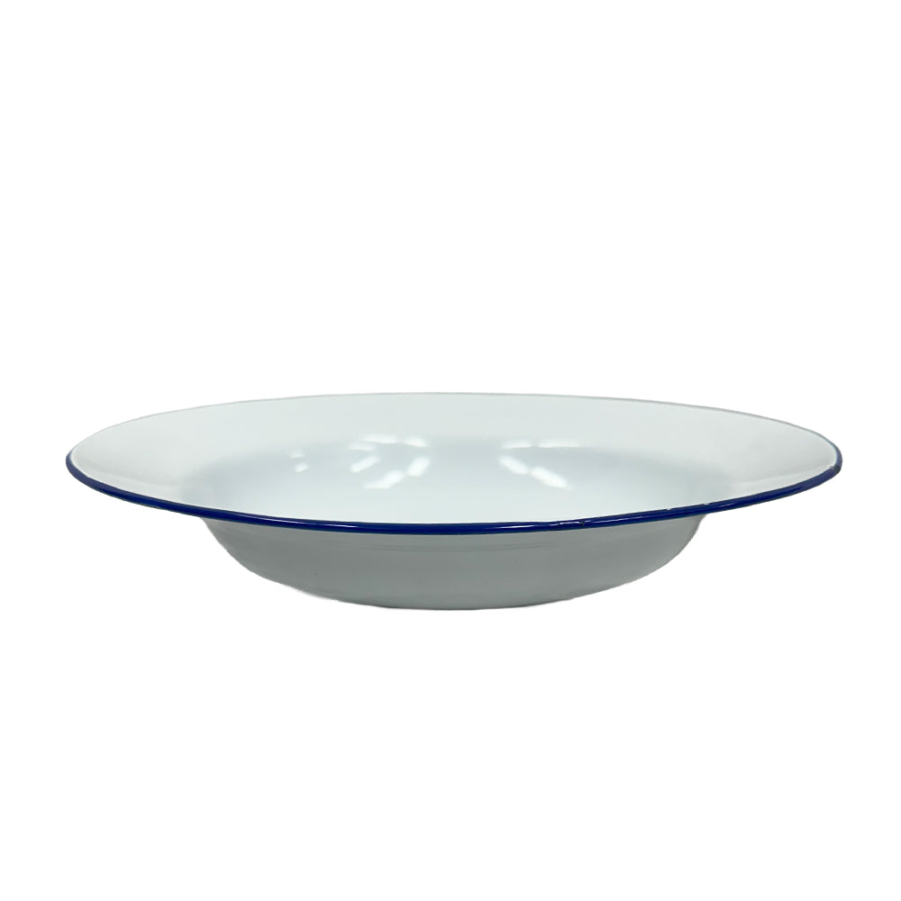 24cm Enamel Soup Plate White Lightweight