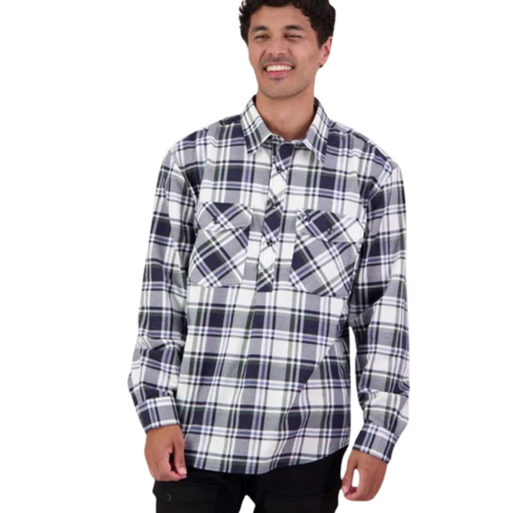 Swanndri Men's Egmont Half Button Cotton Shirt Eden