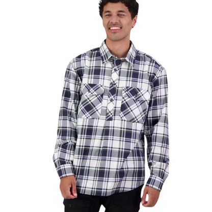 Swanndri Men's Egmont Half Button Cotton Shirt Eden