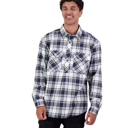Swanndri Men's Egmont Half Button Cotton Shirt Eden