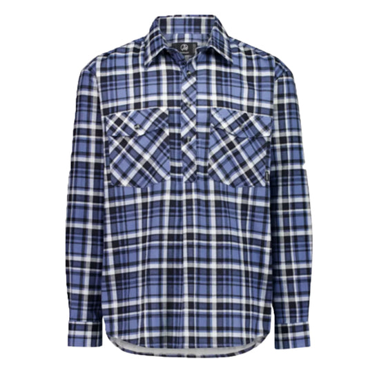 Swanndri Men's Egmont Half Button Cotton Shirt Mid Ocean