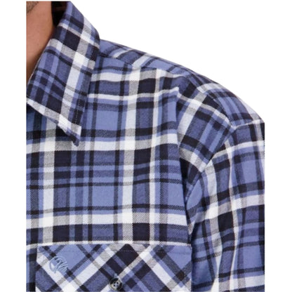 Swanndri Men's Egmont Half Button Cotton Shirt Mid Ocean