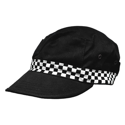Black Charlie Cap with Chequered Pattern  - Clearance Line
