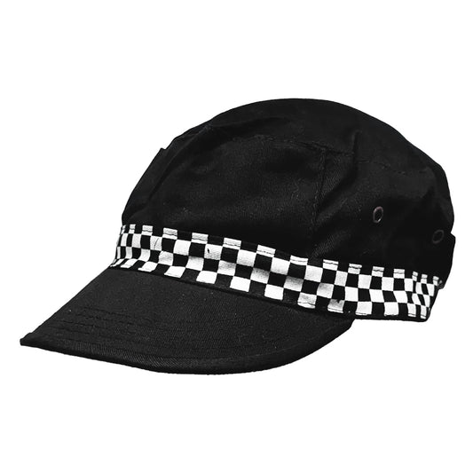 Black Charlie Cap with Chequered Pattern  - Clearance Line
