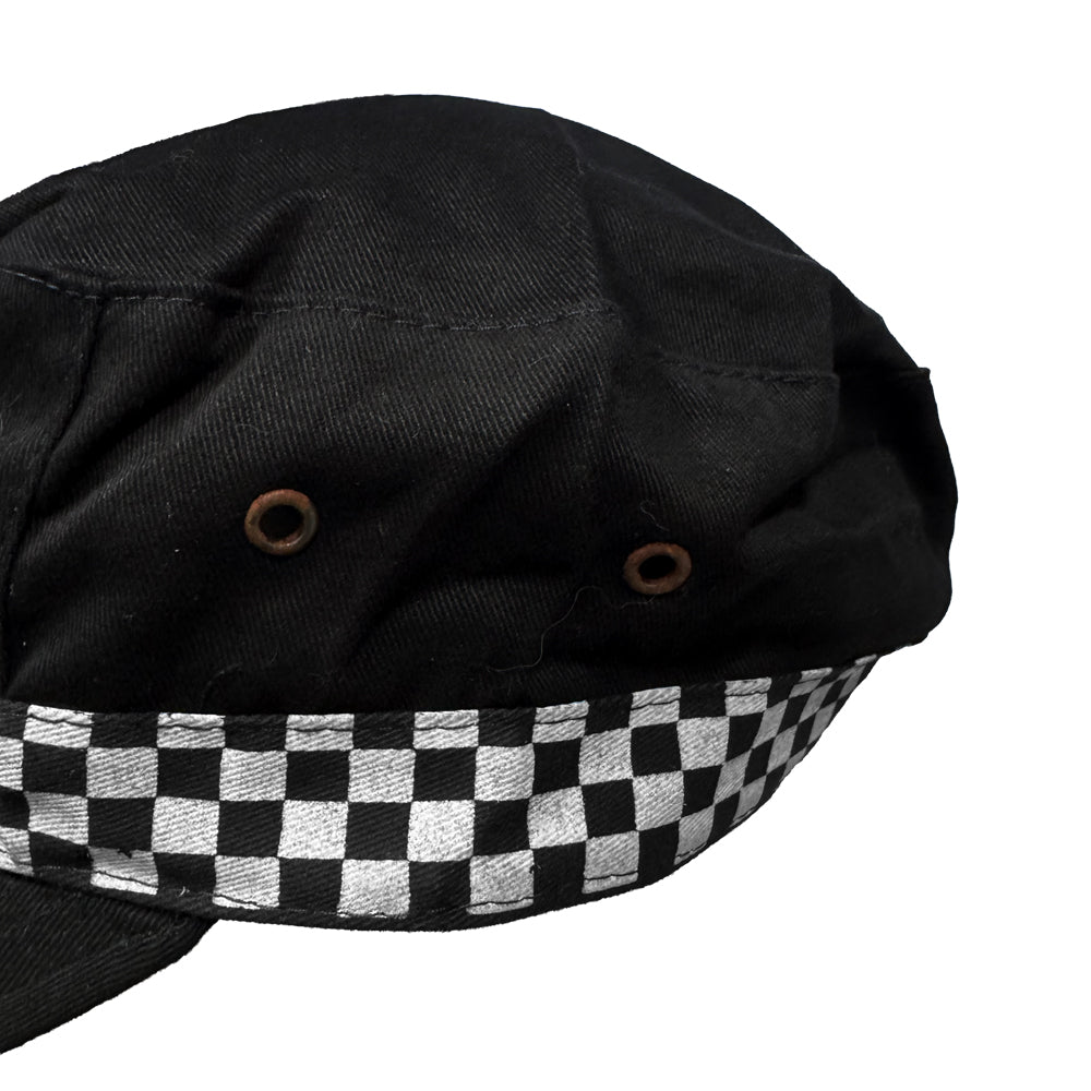 Black Charlie Cap with Chequered Pattern  - Clearance Line