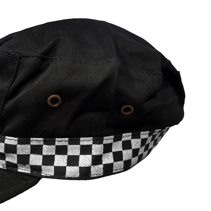 Black Charlie Cap with Chequered Pattern  - Clearance Line