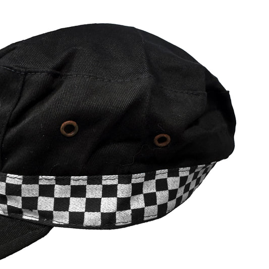 Black Charlie Cap with Chequered Pattern  - Clearance Line