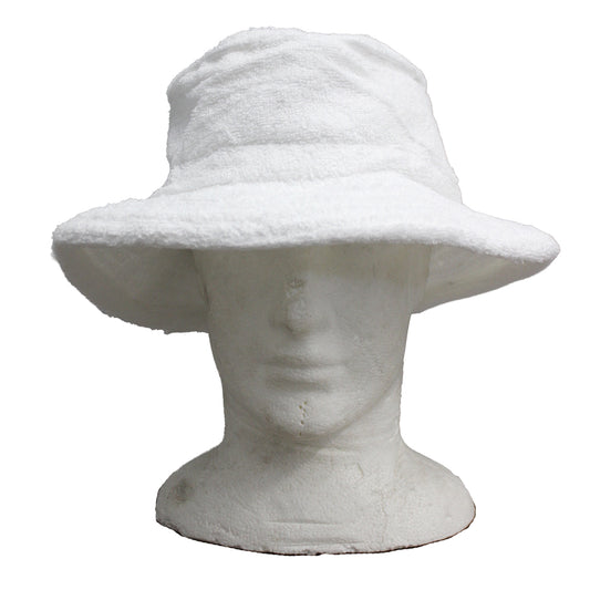 Terry Towelling Wide Brim Hat White