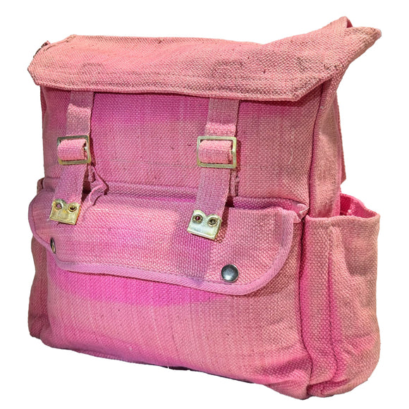 Cotton Canvas Medium Webbing Backpack Pink