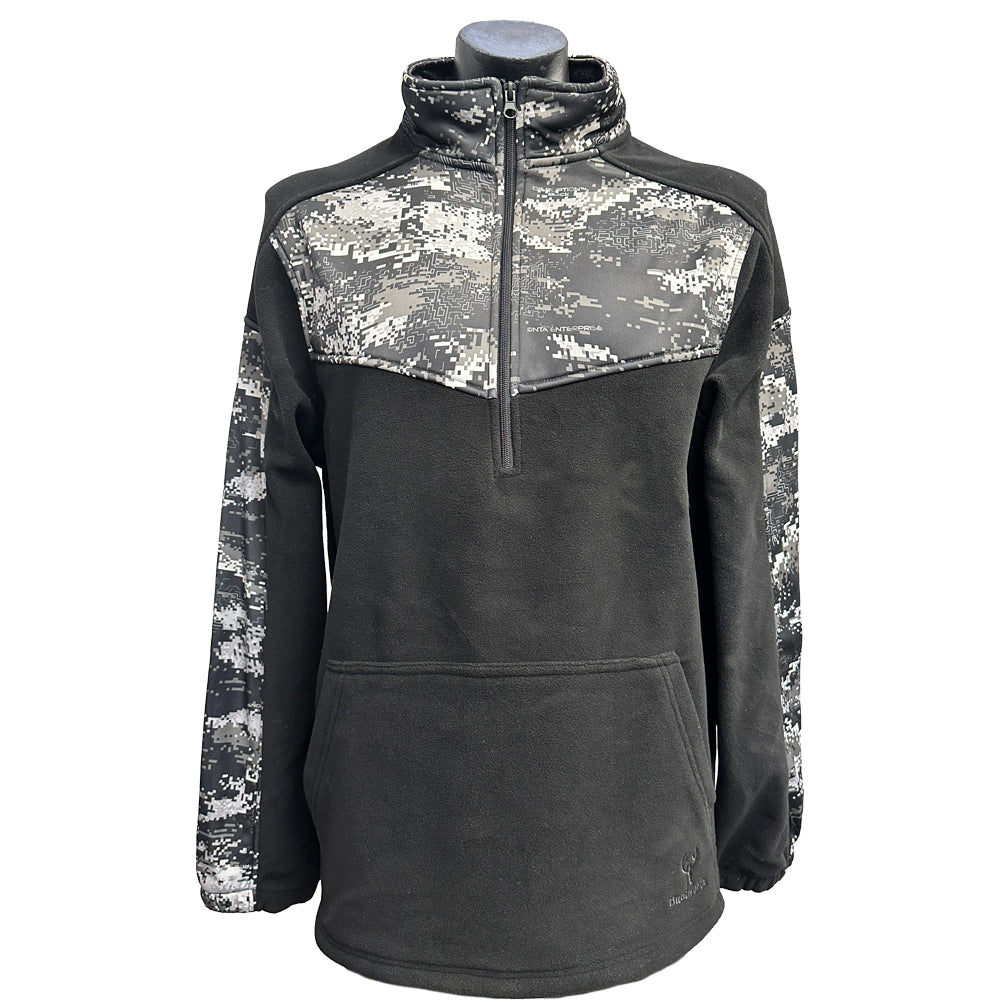 Huntworth 1/4 Zip Digicam Black Fleece Jumper
