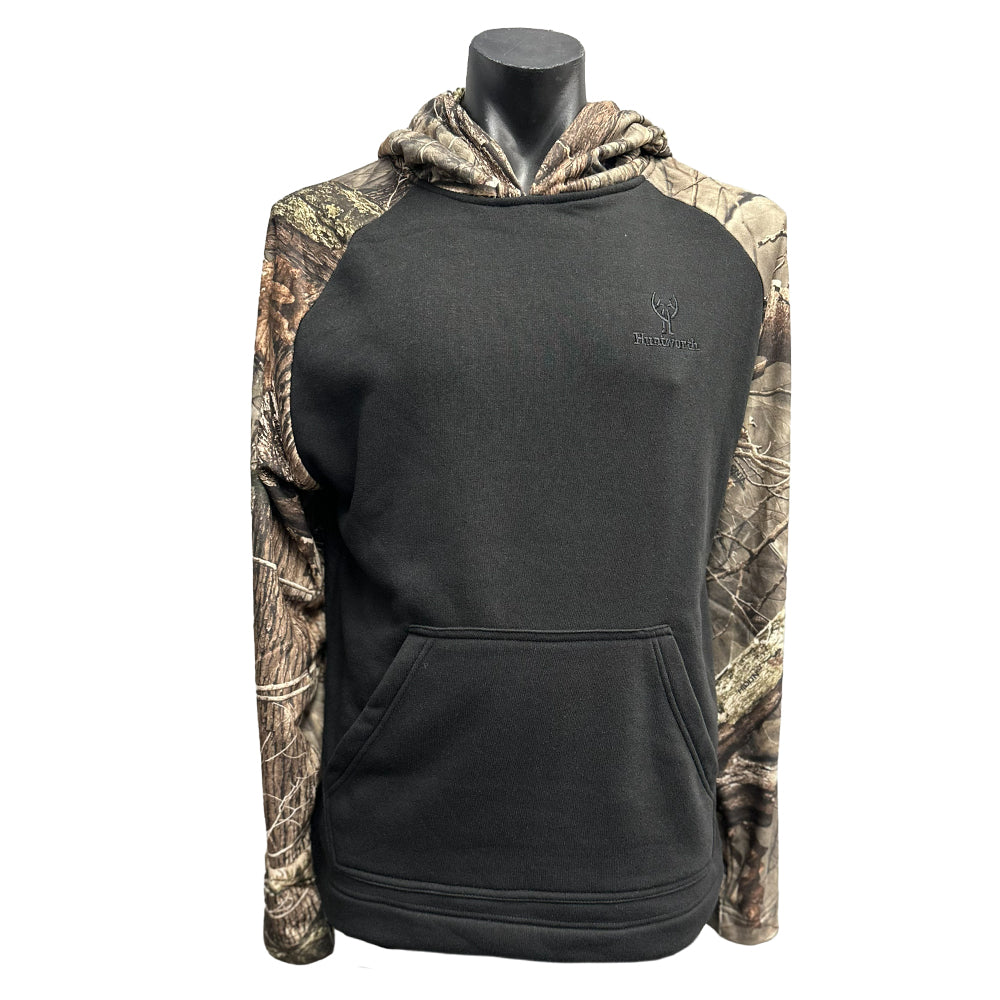 Huntworth Lightweight Drywood Camo Black Hoodie