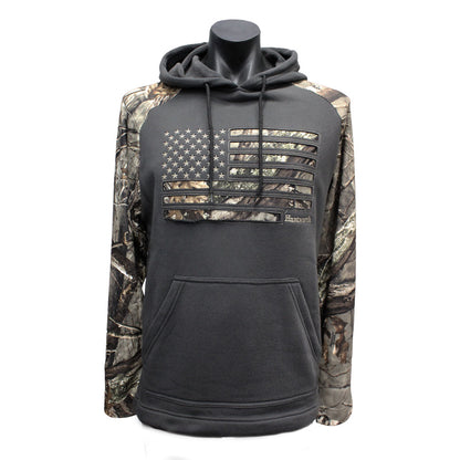 Huntworth Camo USA Flag Drywood Charcoal Hoodie