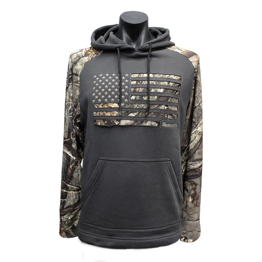 Huntworth Camo USA Flag Drywood Charcoal Hoodie