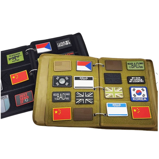 Military Patch Display Book – 5 Page Hook & Loop Album TAN
