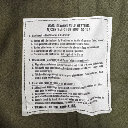 Military Surplus M-65 / M-51 Fishtail Parka Hood with Synthetic Fur Ruff