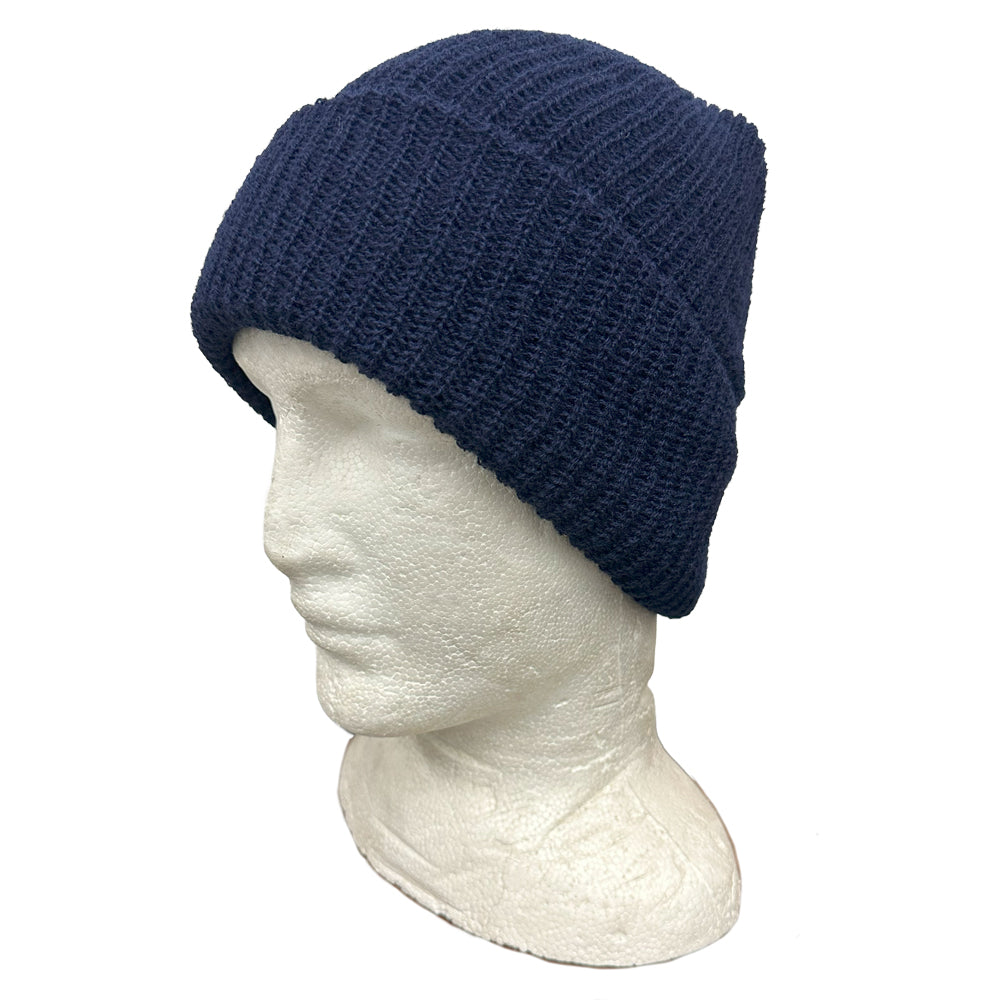 Acrylic Navy Ribbed Beanie Made in USA