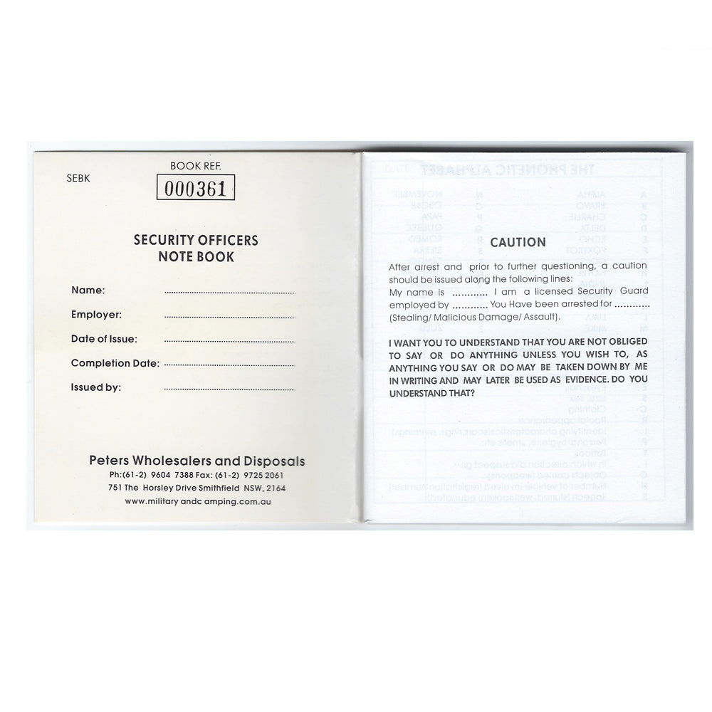Security Officer Notebook – The Outdoor Gear Co.