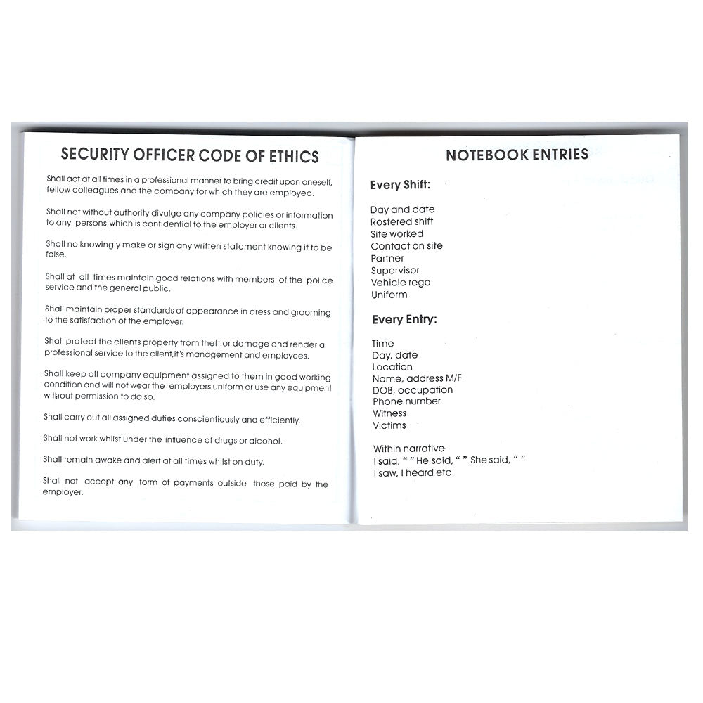 Security Officer Notebook – The Outdoor Gear Co.