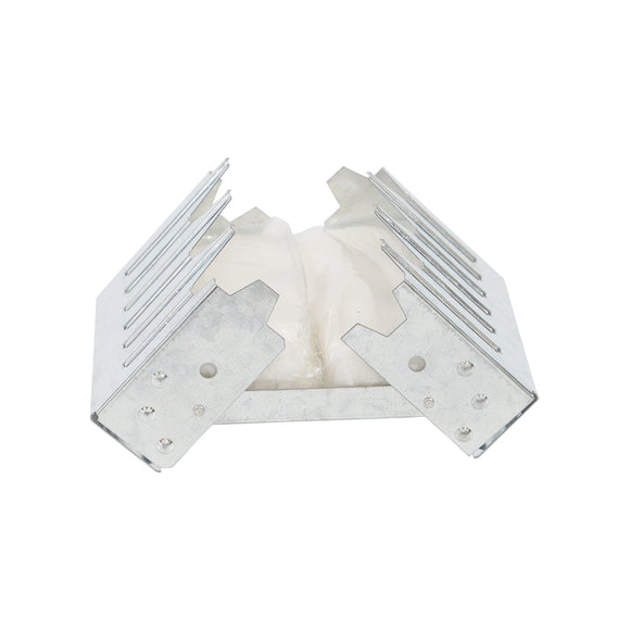 Metal corner brackets on a white background