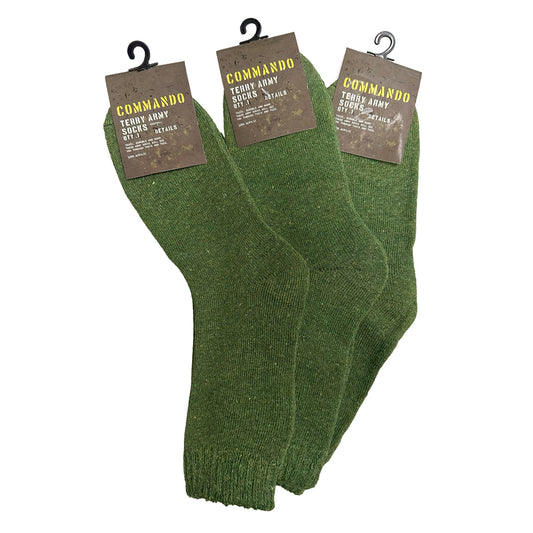 3 PACK Terry Army Sock 7-11