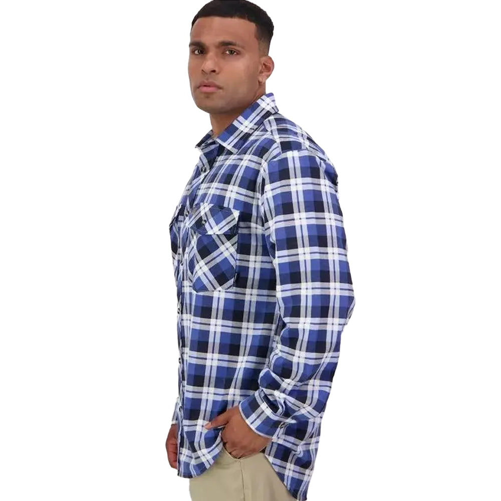 Swanndri Men's Egmont Full Button Cotton Shirt Mid Blue