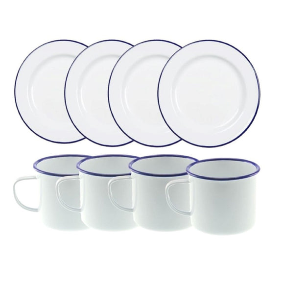 Enamel Camping Dinner Set 8pcs Medium