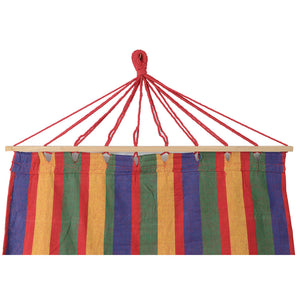 Single cotton Mexican hammock with wooden spreader