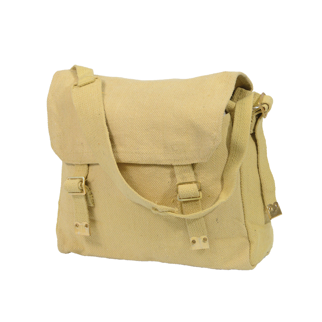 Cotton Canvas Webbing Shoulder Bag Khaki WH1