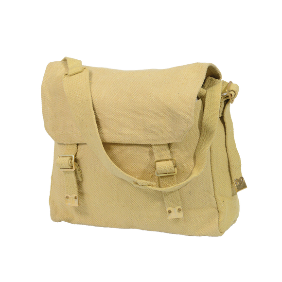 Cotton Canvas Webbing Shoulder Bag Khaki WH1