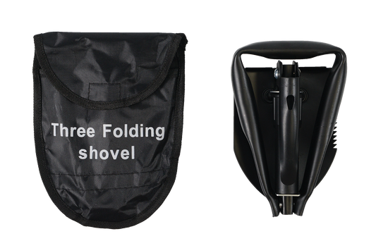 Black Mini 3-Way Folding Shovel with Pick